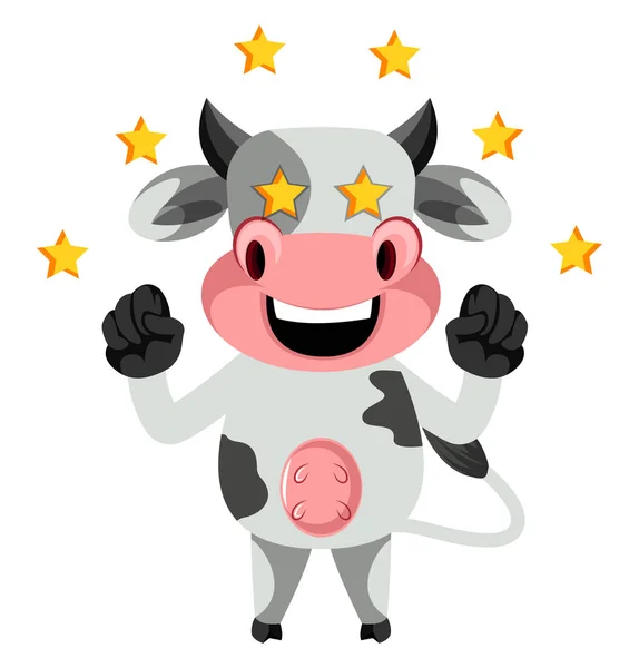 Vaca con estrellas, ilustración, vector sobre fondo blanco . — Archivo Imágenes Vectoriales