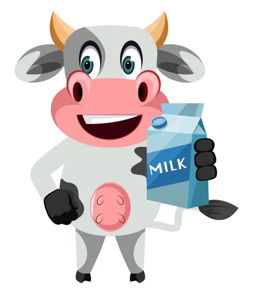 Vache avec lait, illustration, vecteur sur fond blanc . — Image vectorielle