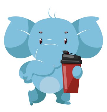 Beyaz arkaplanda su, illüstrasyon, vektör olan fil.