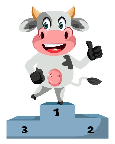 Vache sur scène gagnante, illustration, vecteur sur fond blanc . — Image vectorielle