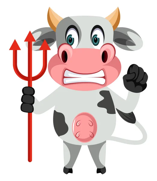 Vache avec lance diable, illustration, vecteur sur fond blanc . — Image vectorielle