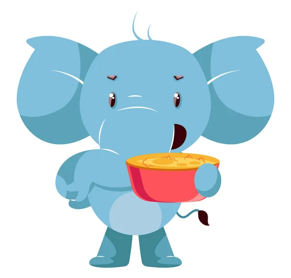 Elefante com lanches, ilustração, vetor sobre fundo branco . — Vetor de Stock