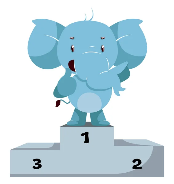 Elefante na fase vencedora, ilustração, vetor no backgro branco — Vetor de Stock