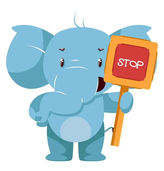 Elefante com sinal de stop, ilustração, vetor no backgroun branco — Vetor de Stock