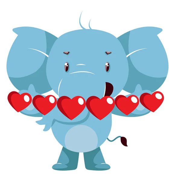 Elefant mit kleinen Herzen, Illustration, Vektor auf weißem Backgr — Stockvektor