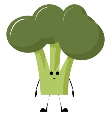 Mutlu brokoli, illüstrasyon, beyaz arkaplan vektörü.