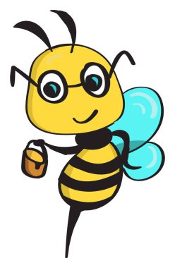 Mutlu arı, illüstrasyon, beyaz arka plan vektör.