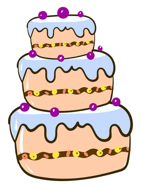 Grand gâteau, illustration, vecteur sur fond blanc. — Image vectorielle