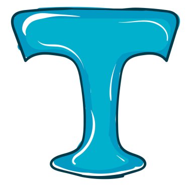 Beyaz arka plan üzerinde T harfi, illüstrasyon, vektör.