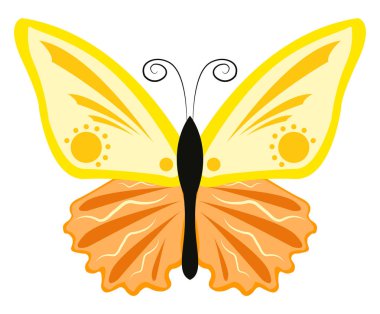 Sarı kelebek, illüstrasyon, beyaz arkaplanda vektör.