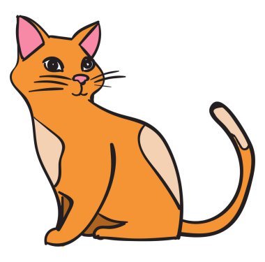 Turuncu kedi, illüstrasyon, beyaz arkaplanda vektör.