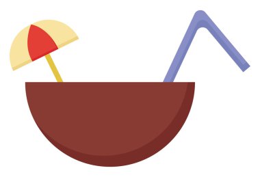 Hindistan cevizi kokteyli, illüstrasyon, beyaz arkaplanda vektör.