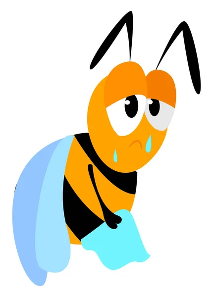 Triste abeille, illustration, vecteur sur fond blanc. — Image vectorielle
