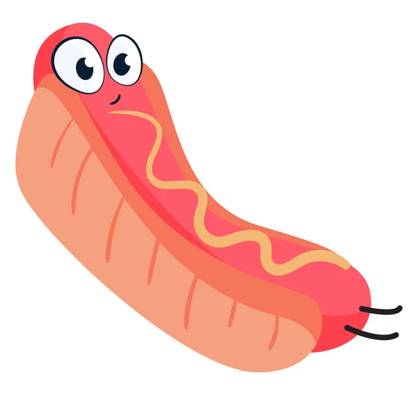 Hot dog, illustration, vector on white background. — Stock Vector