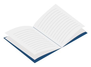 Mavi defter, illüstrasyon, beyaz arkaplanda vektör.