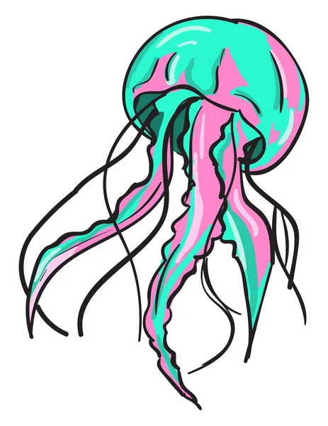 Jellyfish, illustration, vector on white background. — Stock Vector
