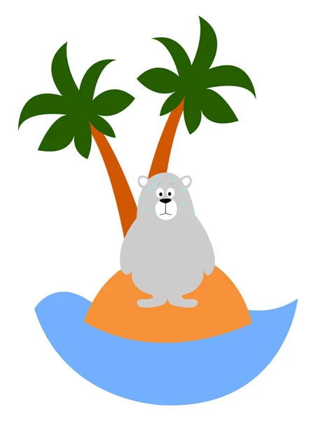 Bear on a island, illustration, vector on white background. — Stock Vector