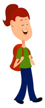 Schoolgirl, illüstrasyon, beyaz arka plan vektör.