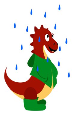 Kırmızı ejderha, illüstrasyon, beyaz arkaplanda vektör.