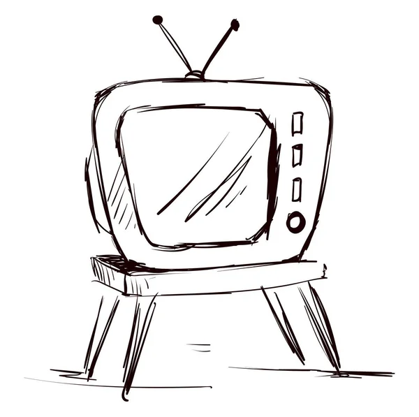 旧电视绘图、插图、白色背景上的矢量. — 图库矢量图片