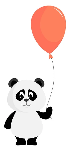 Panda with balloon, illustration, vector on white background. — Stock Vector