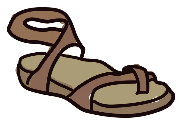 Brown sandals, illustration, vector on white background. — Stock Vector