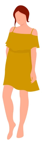 Vestido amarillo, ilustración, vector sobre fondo blanco. — Vector de stock