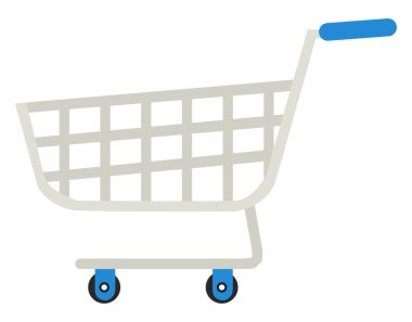 Alışveriş arabası, illüstrasyon, beyaz arkaplanda vektör.