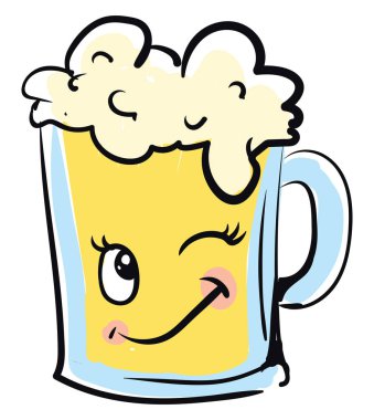 Göz kırpma kupa, illüstrasyon, beyaz arka plan üzerinde vektör bira.