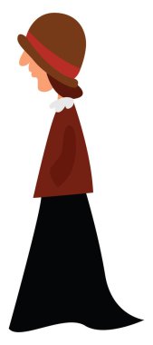 Siyah etekli kadın, illüstrasyon, beyaz arka plan üzerinde vektör.