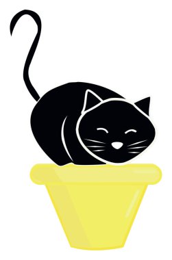 Siyah kedi, illüstrasyon, beyaz arkaplan vektörü.