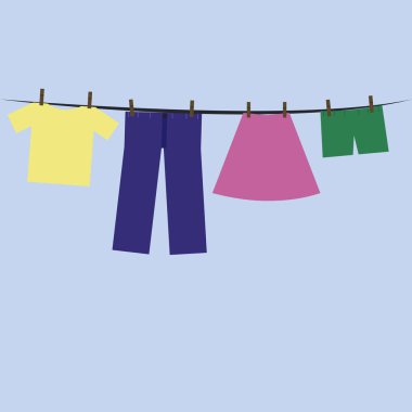 Beyaz arka planda giysi, illüstrasyon, vektör.