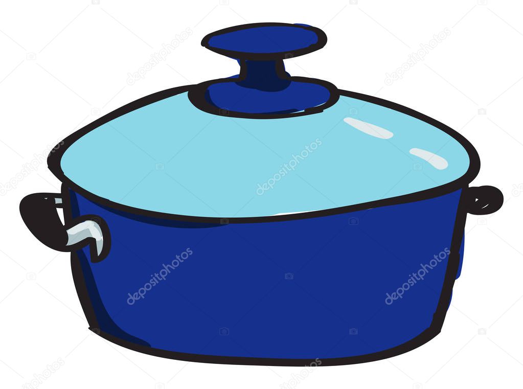 Blue saucepan, illustration, vector on white background.