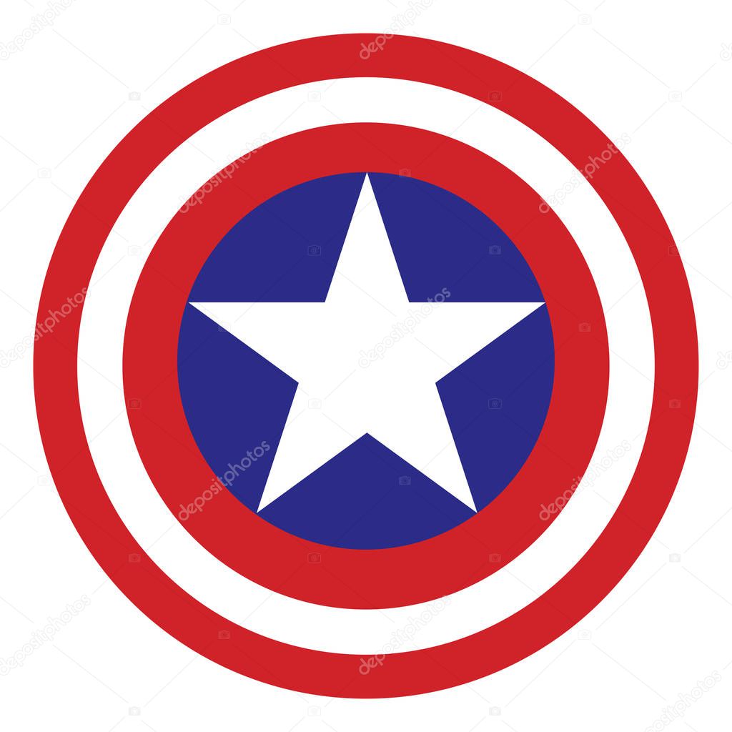 Captain America shield, illustration, vector on white background