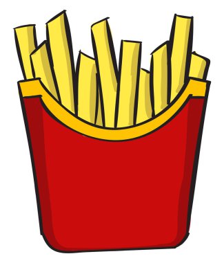 Patates kızartması, illüstrasyon, beyaz arkaplan vektörü.