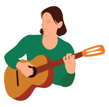 Gitarist, illüstrasyon, beyaz arka plan vektör.