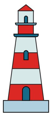 Deniz feneri, illüstrasyon, beyaz arka plan vektör.