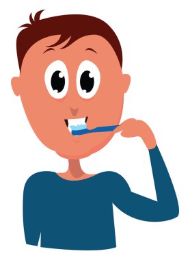 Diş fırçalama, illüstrasyon, beyaz arkaplan vektörü.