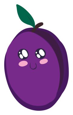 Tatlı erik, illüstrasyon, beyaz arkaplanda vektör.