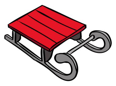 Kırmızı kızak, illüstrasyon, beyaz arka plan üzerinde vektör.