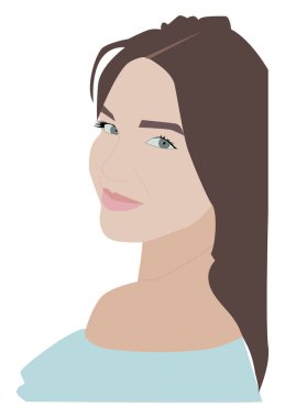 Smilling kız, illüstrasyon, beyaz arka plan vektör.