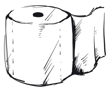 Kroki wc kağıt, illüstrasyon, beyaz arka plan üzerinde vektör.