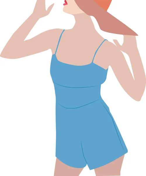 Chica en azul, ilustración, vector sobre fondo blanco . — Vector de stock