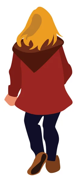 女孩在红色夹克，插图，白色背景的矢量. — 图库矢量图片
