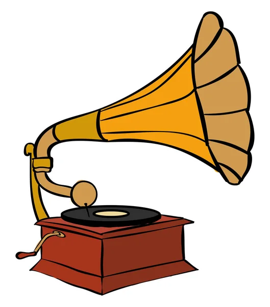 Gramophone, illustration, vector on white background. — Stock Vector