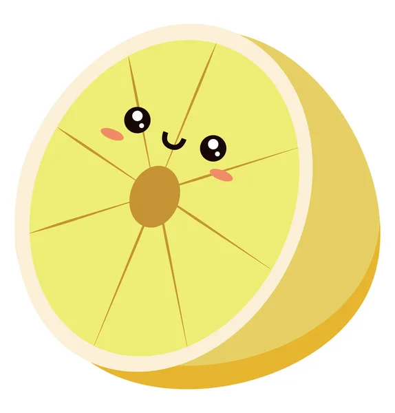 Halv citron, illustration, vektor på vit bakgrund. — Stock vektor
