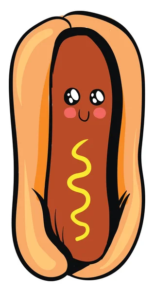 Aranyos hot dog, illusztráció, vektor fehér alapon. — Stock Vector