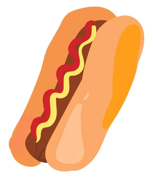 Lapos hot dog, illusztráció, vektor fehér alapon. — Stock Vector