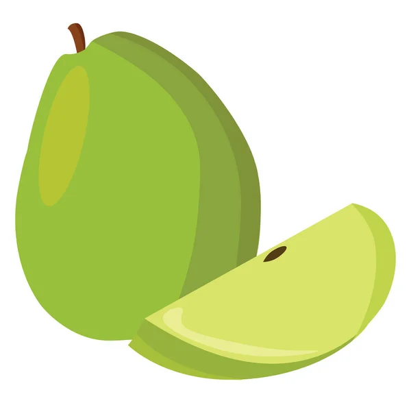 Green pear, illustration, vector on white background. — Stock Vector
