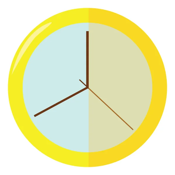 Yellow clock, illustration, vector on white background. — Stock Vector